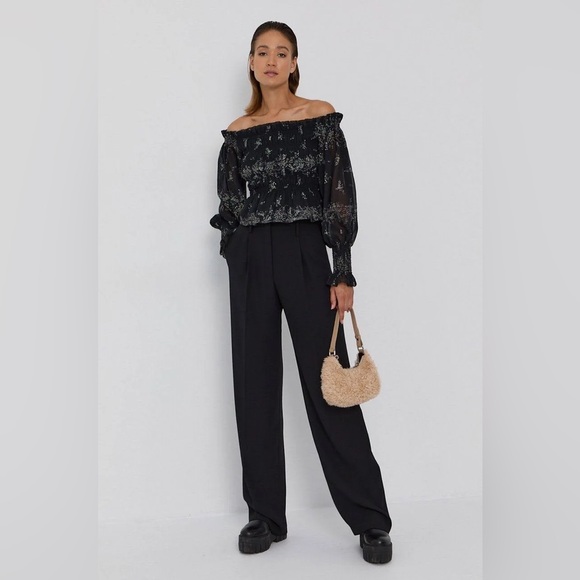 ALLSAINTS Lara Top in Black Floral, Off Shoulder, Print Top, Sz 4 - Picture 5 of 11